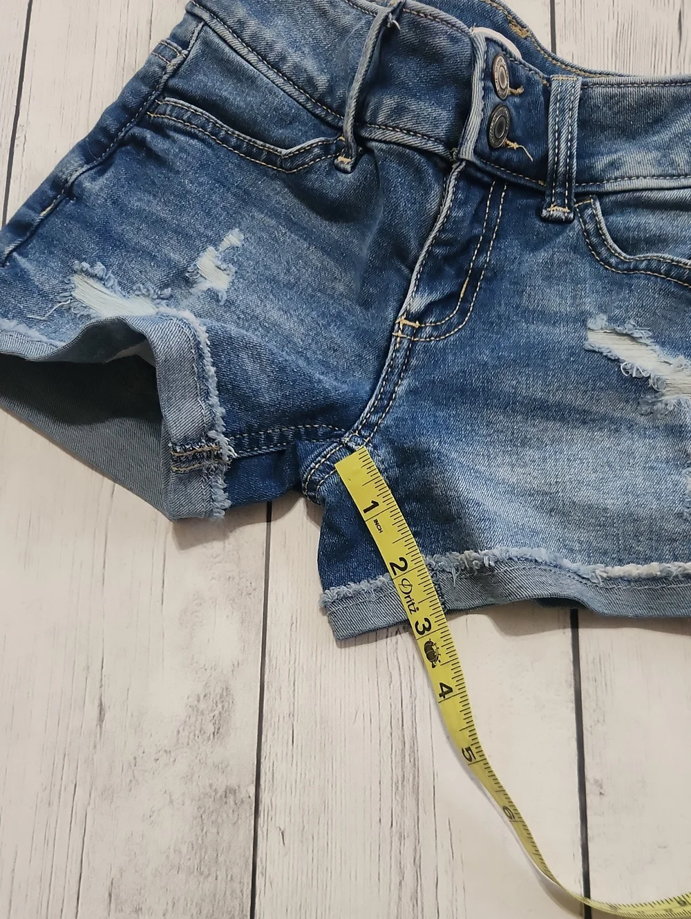 SO girls Size 8 Dark Wash Distressed Jean Shorts With Adjustable Waist